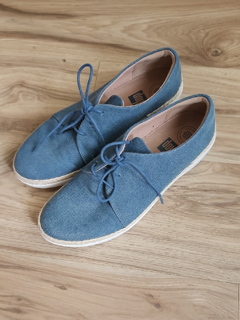 Fitflop Blue Canvas Lace-Up Espadrille Sneakers